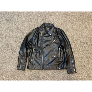ZARA Black Faux Leather Biker Jacket size 2XL Womens Casual Vintage